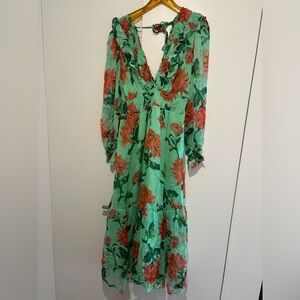 Floral Green and Orange Dress